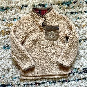 Marleylilly Kids Tan Sherpa Pullover RMC Monogram Size 2T